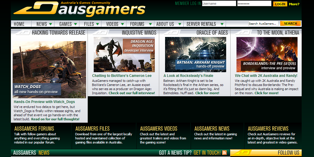 Screenshot of Ausgamers Website